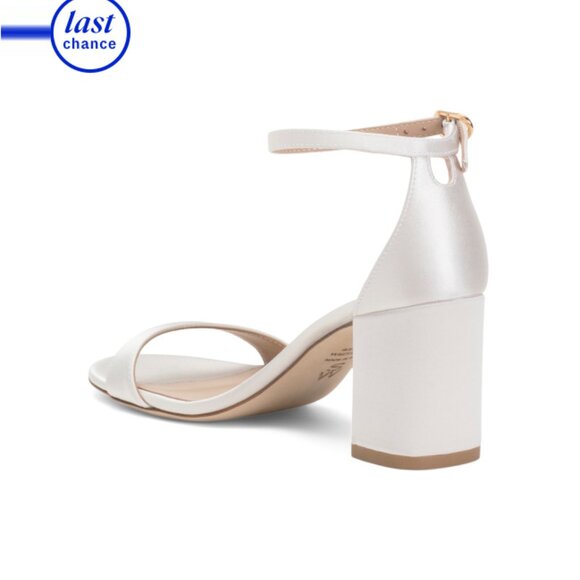 STUART WEITZMAN Cream Made In Spain Nudist Block 75 Sandals - Picture 2 of 2